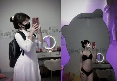 Thu Hiền sexy trong bộ áo dài với body hoàn hảo